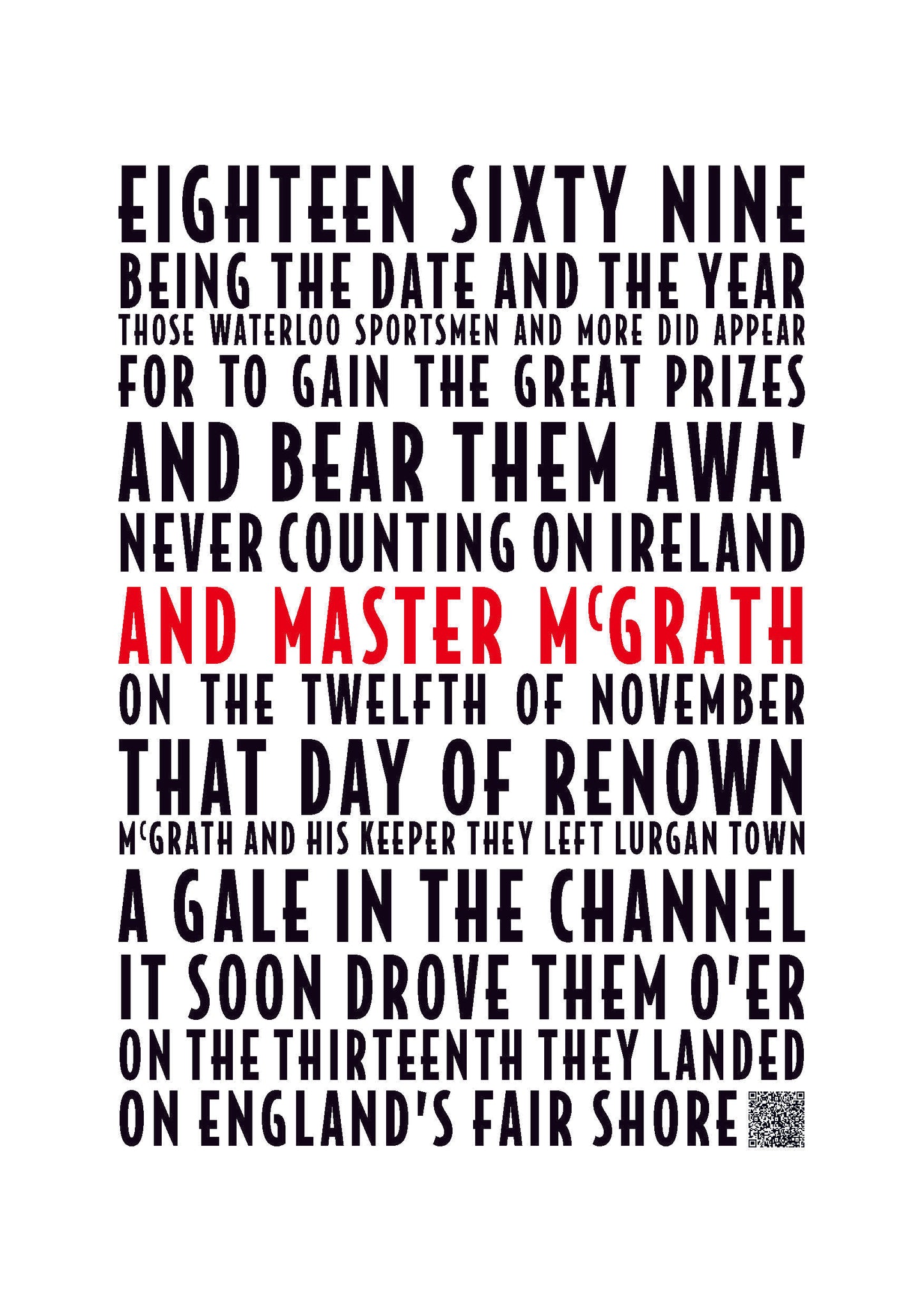 Master McGrath Lyric Print | Master McGrath Song Poster | A4/A3/A2/A1