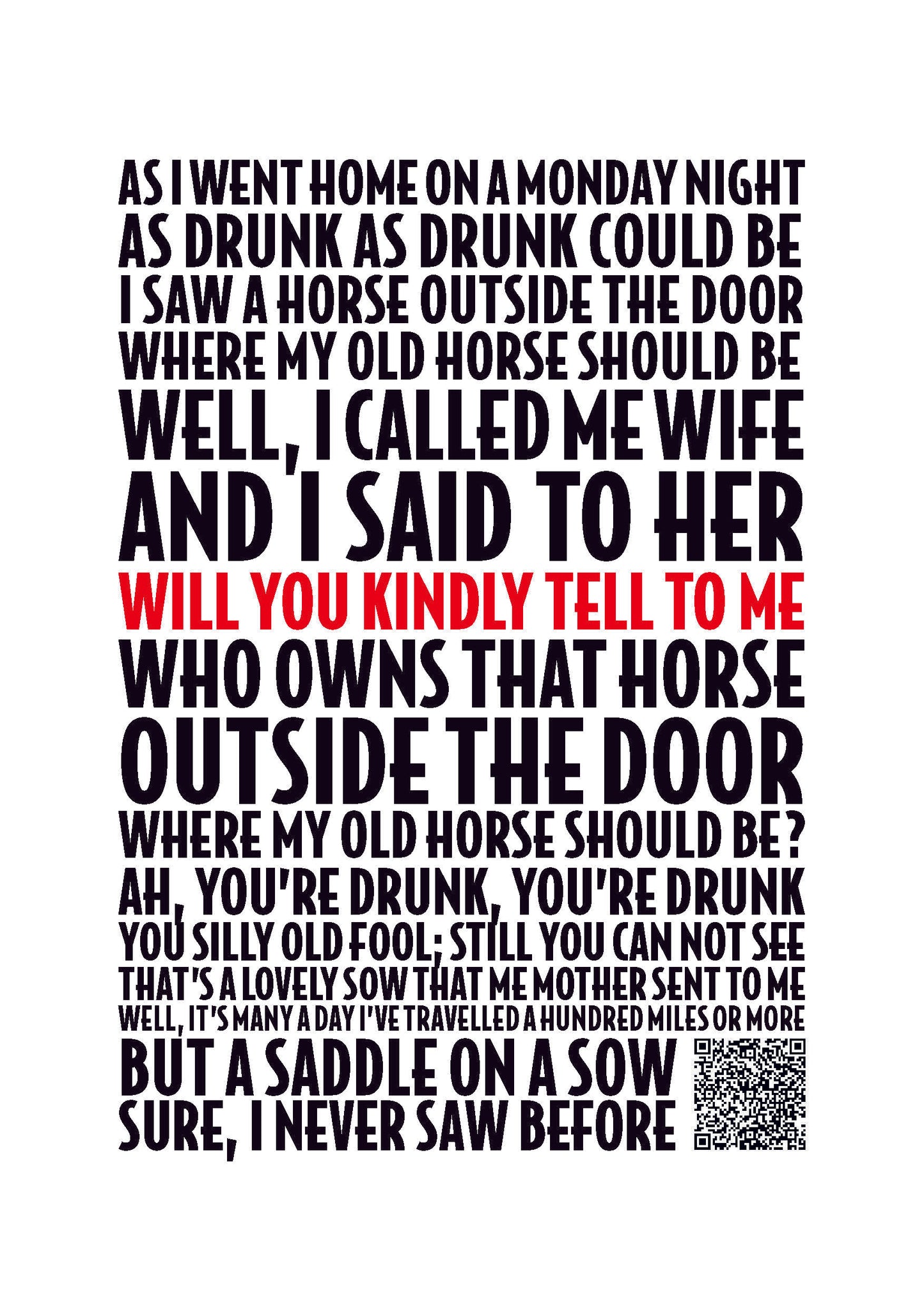 Seven Drunken Nights Print | Seven Drunken Nights Song Poster| A4/A3/A2/A1