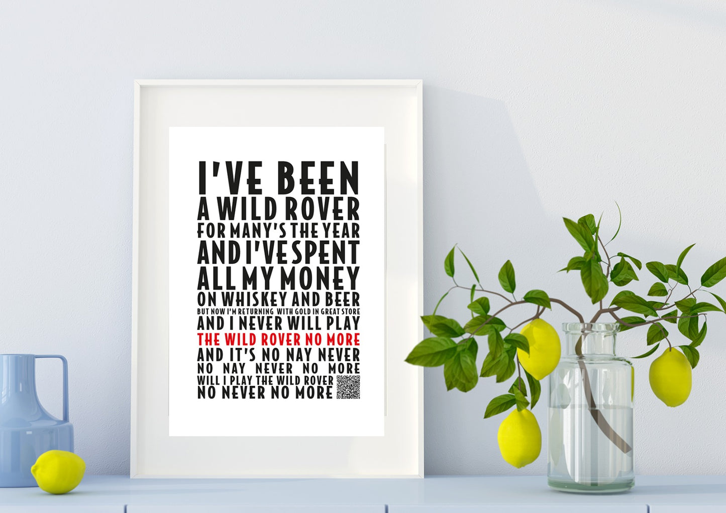 The Wild Rover Lyrics Print | The Wild Rover Song Poster | Irish Song Poster | A4/A3/A2/A1