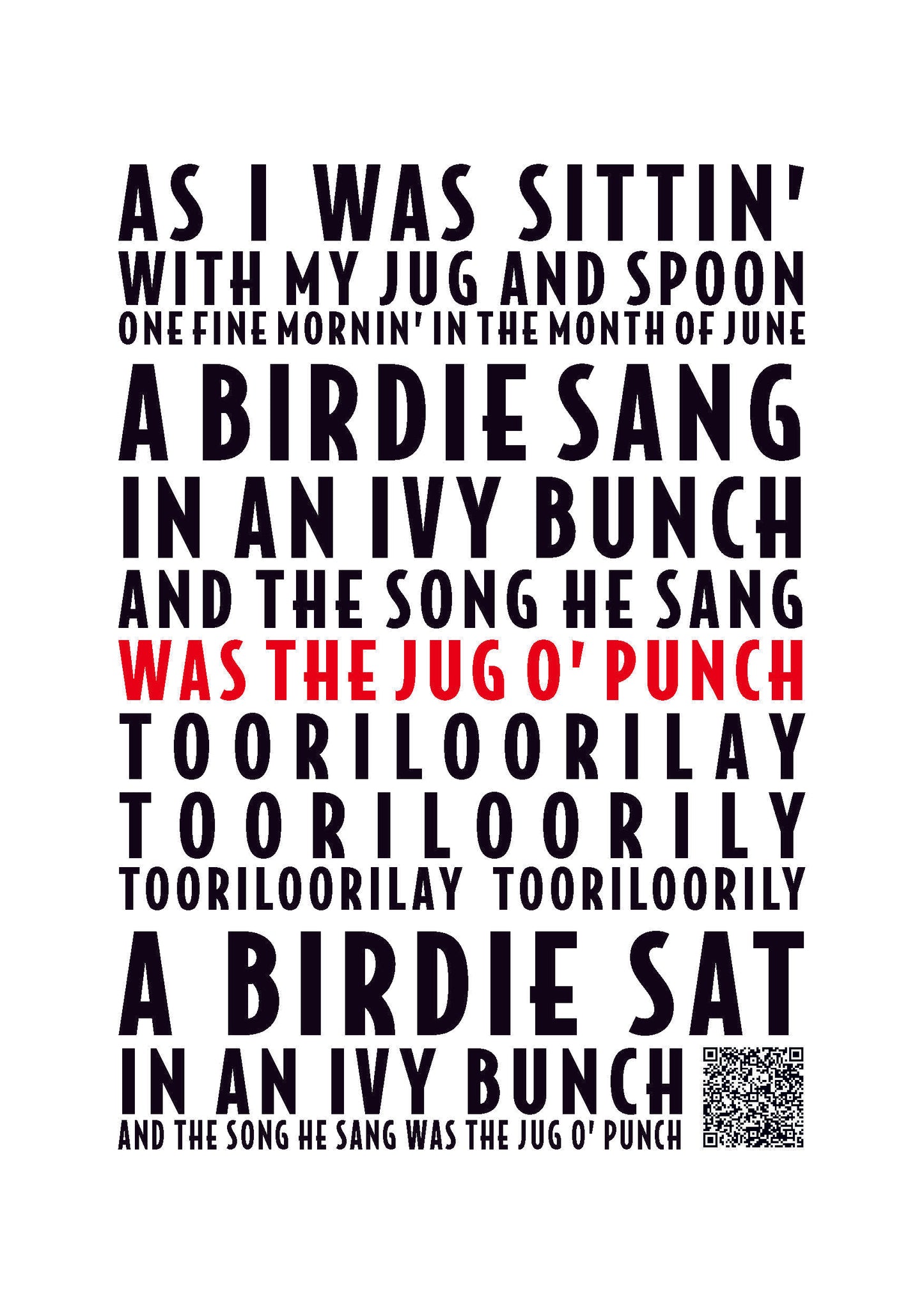 Jug of Punch Lyrics Print | Irish Song Poster | A4/A3/A2/A1