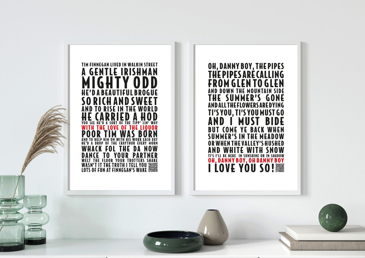 Danny Bot Danny Boy Lyric Print | Danny Boy Song Poster | A4/A3/A2/A1 – MayFly Studio