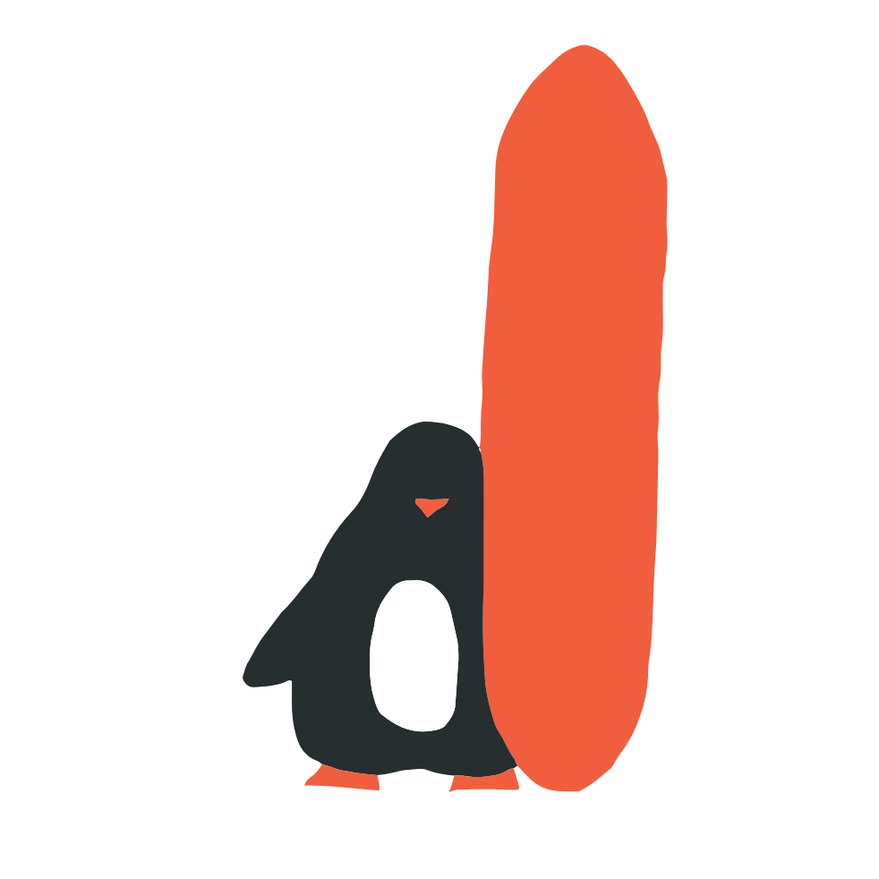 Penguin Orange Surf Board Greeting Card Pack