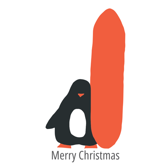 Penguin Orange Surf Board Personalised Greeting Card Pack