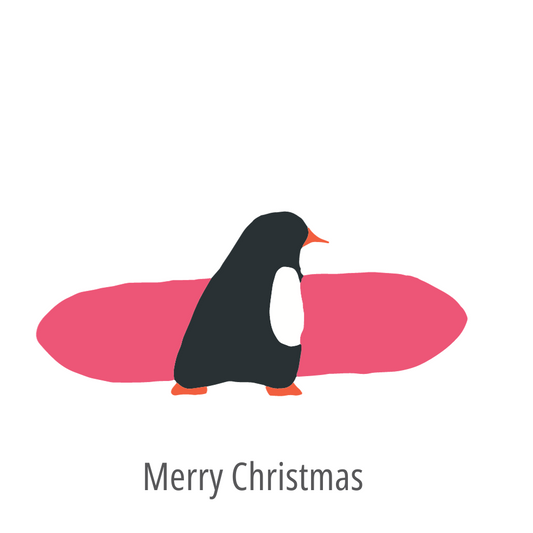 Penguin Pink Surf Board Personalised Greeting Card Pack