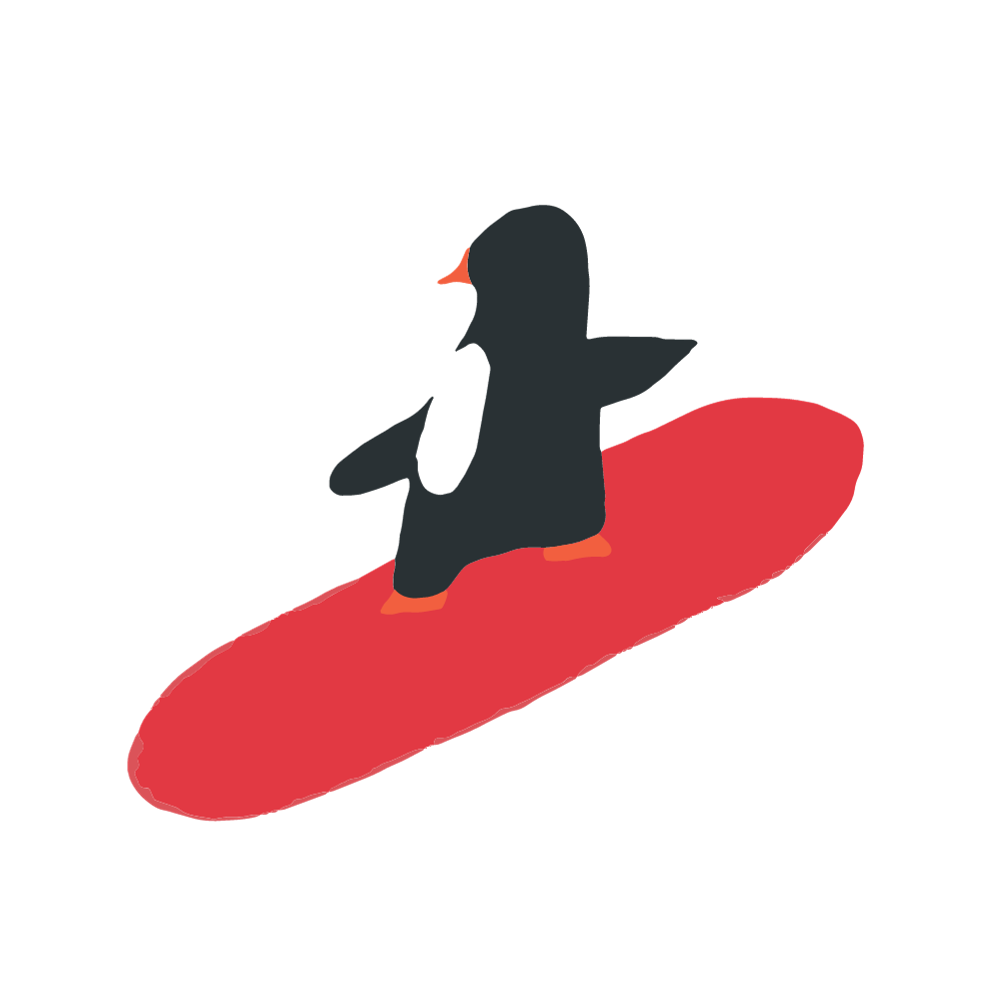 Penguin Red Surf Board Greeting Card Pack