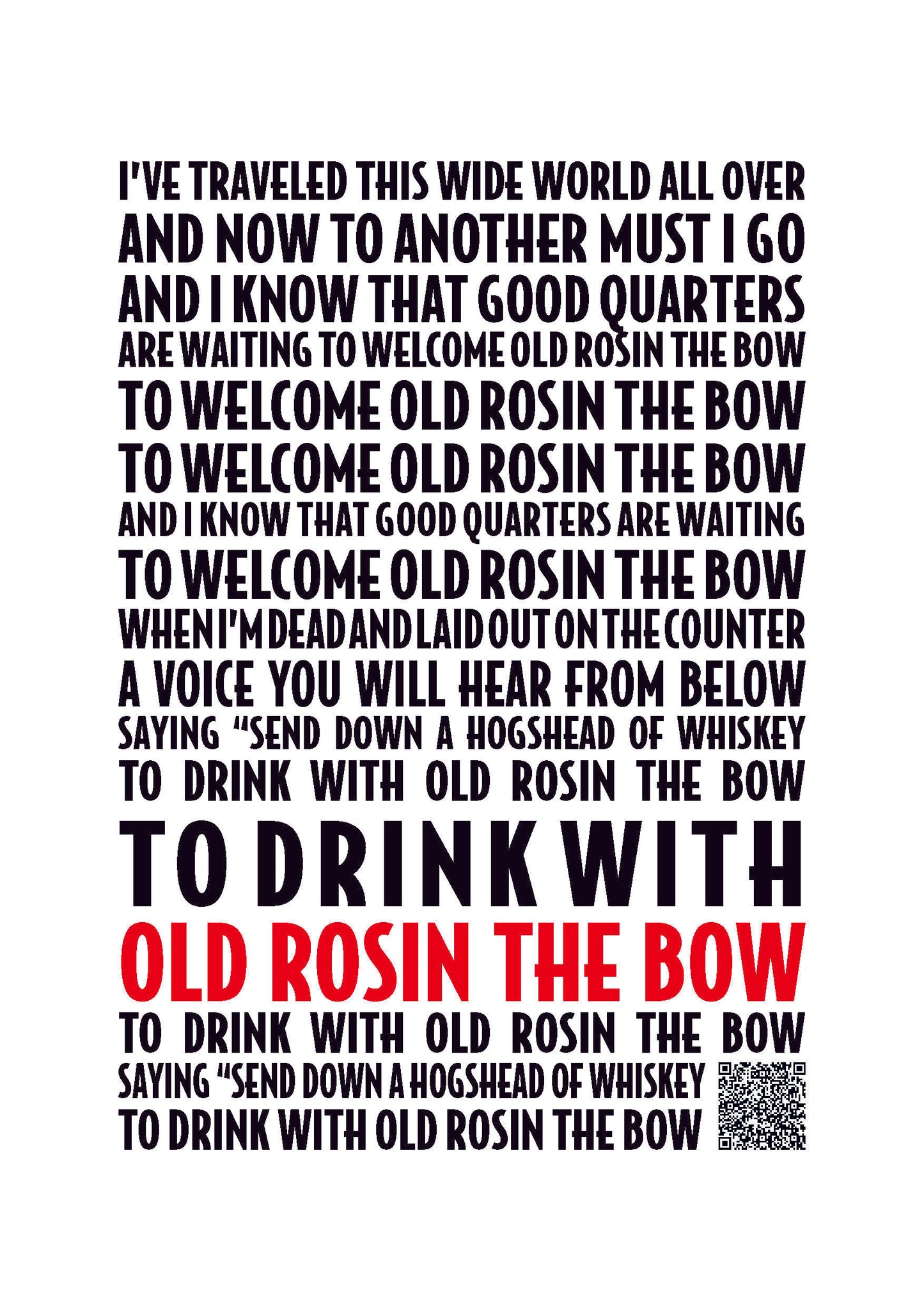 Rosin The Bow Lyrics Print | Rosin The Bow Song Poster | A4/A3/A2/A1