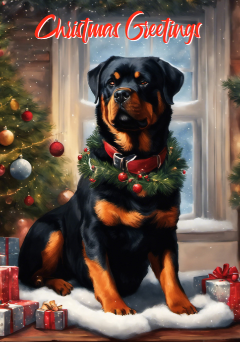Christmas Greetings Dog Standard Card - 6 Pack